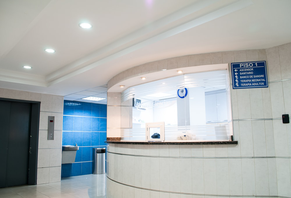 A clean reception area in a hospital